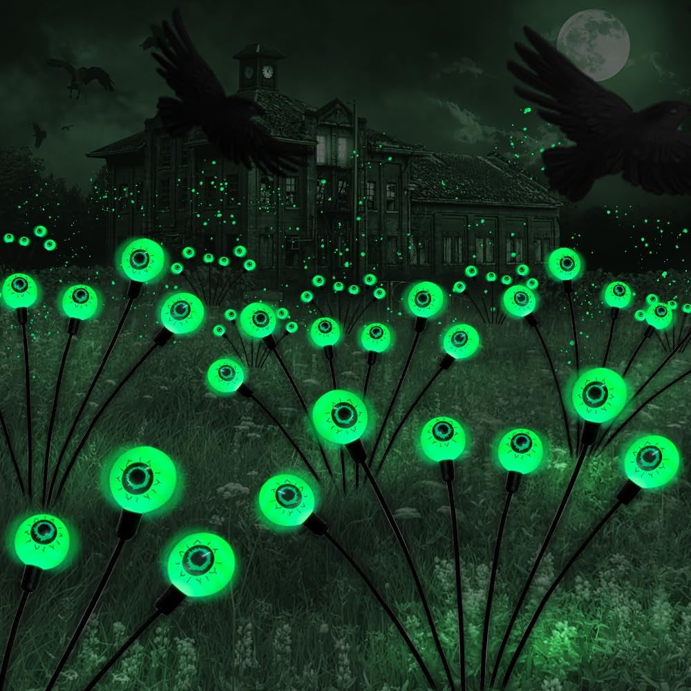2-Pack Solar Green Eyeball Lights