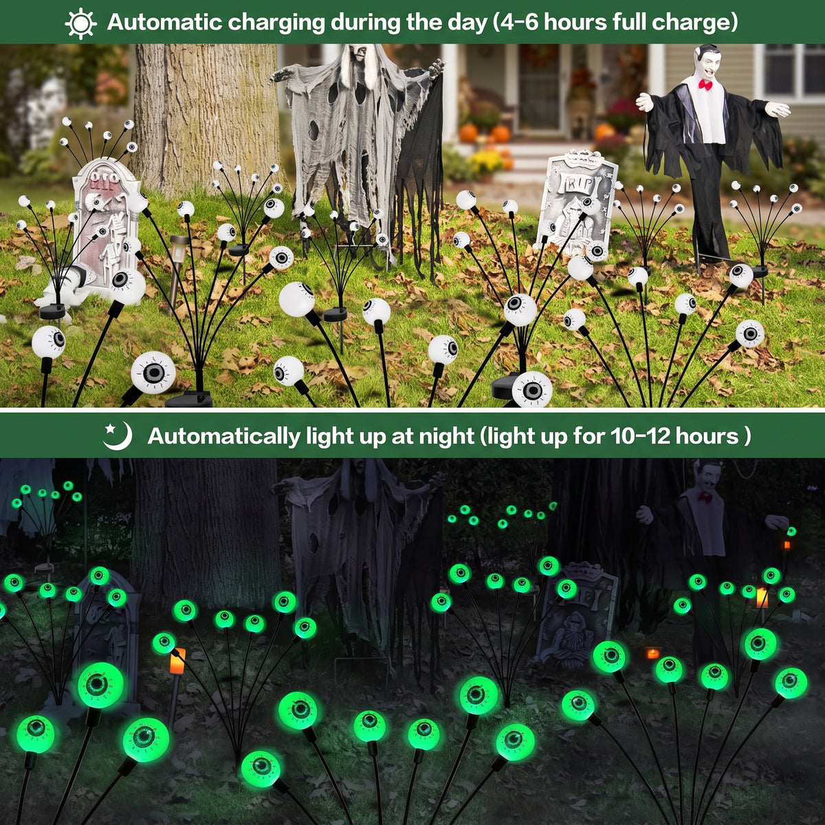 2-Pack Solar Green Eyeball Lights