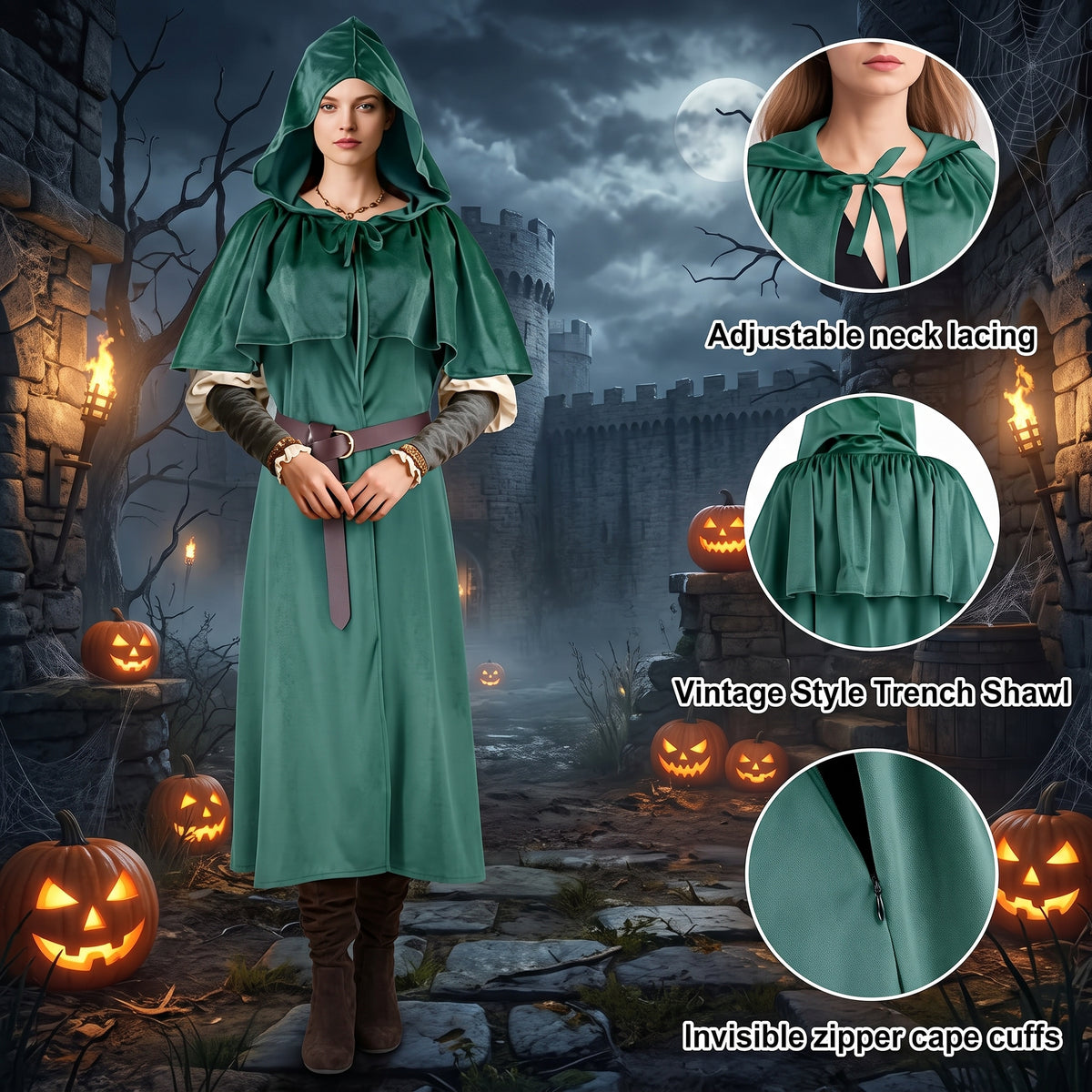 "Mysterious Medieval Hooded Cape (Featuring Hidden Arm Holes)"