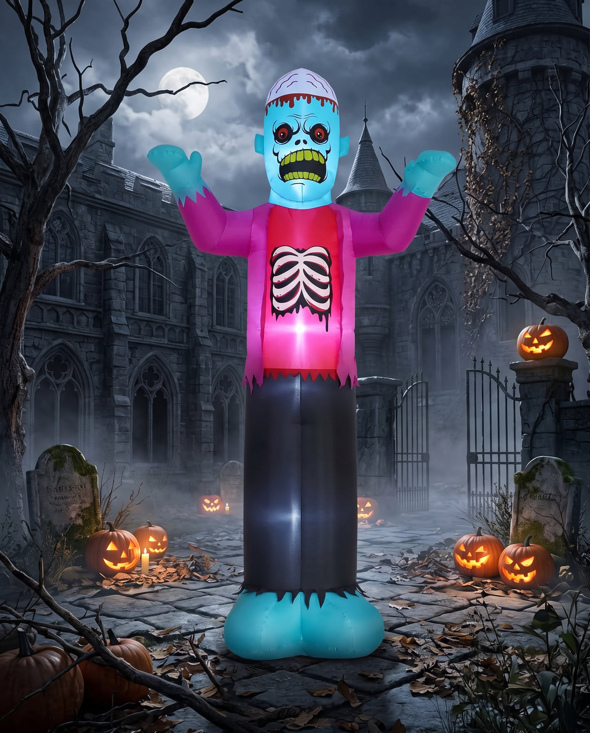 12Ft Creepy Skeleton Zombie Outdoor Inflatable with LEDs