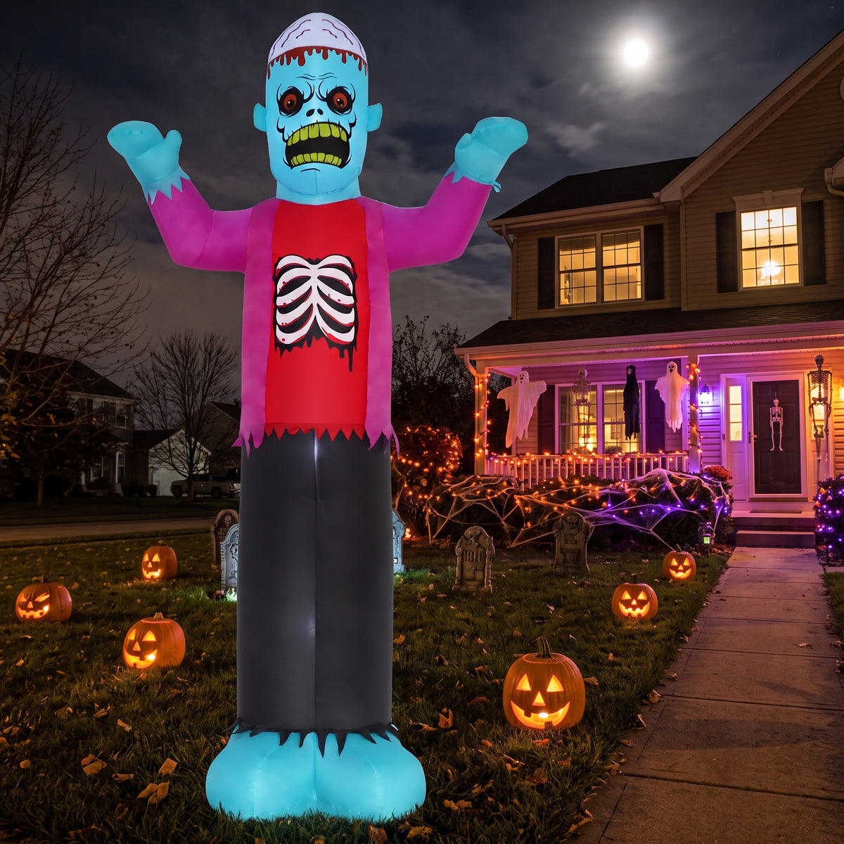 12Ft Creepy Skeleton Zombie Outdoor Inflatable with LEDs