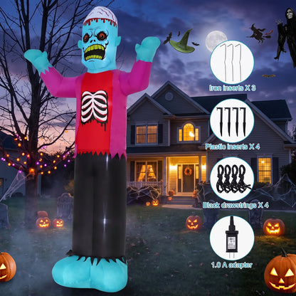 12Ft Creepy Skeleton Zombie Outdoor Inflatable with LEDs