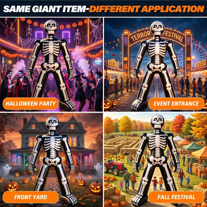 Halloween Inflatable Outdoor Decorations-26 FT Giant Skeleton-480D Oxford Cloth for Lawn Yard Outdoor Party Lawn Decoration with Air Blower