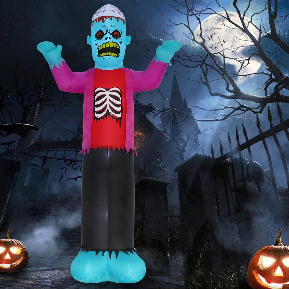 12Ft Creepy Skeleton Zombie Outdoor Inflatable with LEDs
